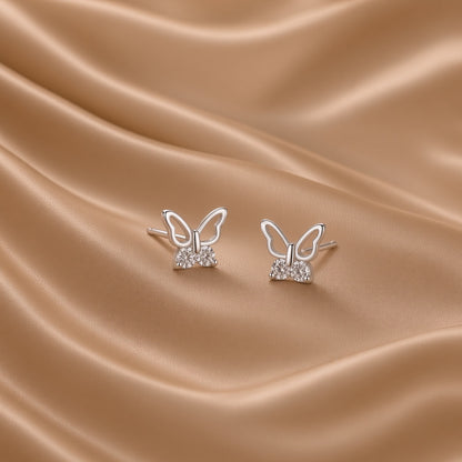 Hollow Butterfly Stud Earrings | S925 Sterling Silver Women's
