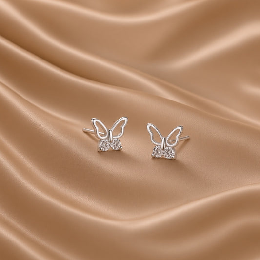 Hollow Butterfly Stud Earrings | S925 Sterling Silver Women's
