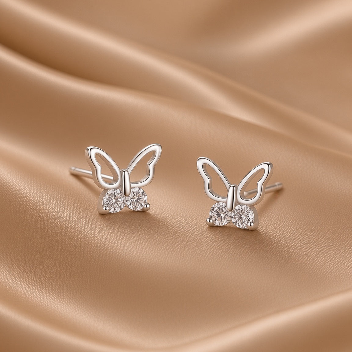 Hollow Butterfly Stud Earrings | S925 Sterling Silver Women's