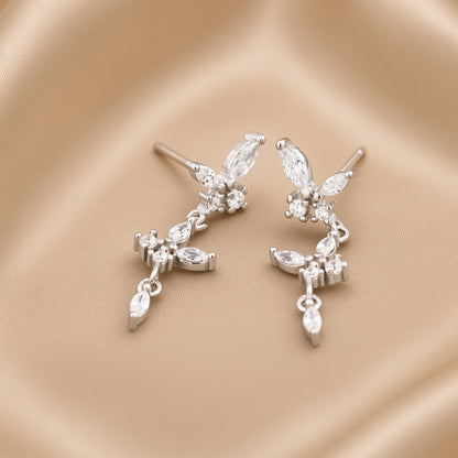 Diamond Butterfly Tassel Earrings | S925 Sterling Silver