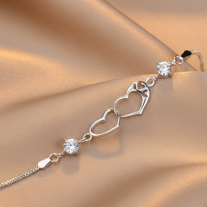 Intertwined Hearts Bracelet | S925 Sterling Silver