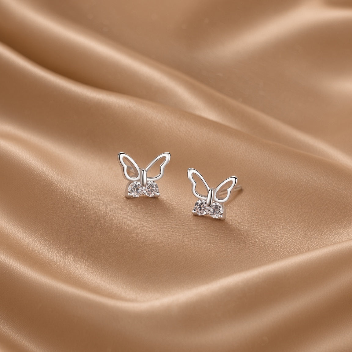 Hollow Butterfly Stud Earrings | S925 Sterling Silver Women's