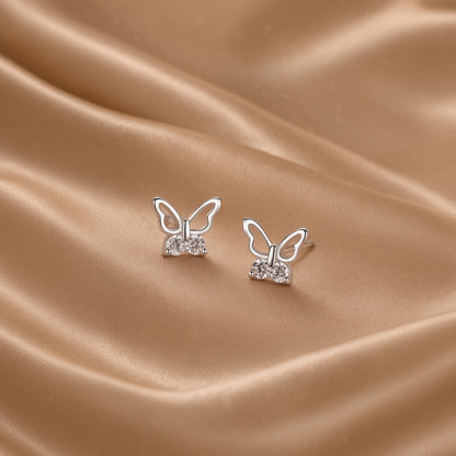 Hollow Butterfly Stud Earrings | S925 Sterling Silver Women's