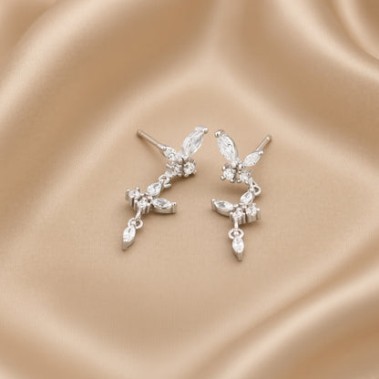 Diamond Butterfly Tassel Earrings | S925 Sterling Silver