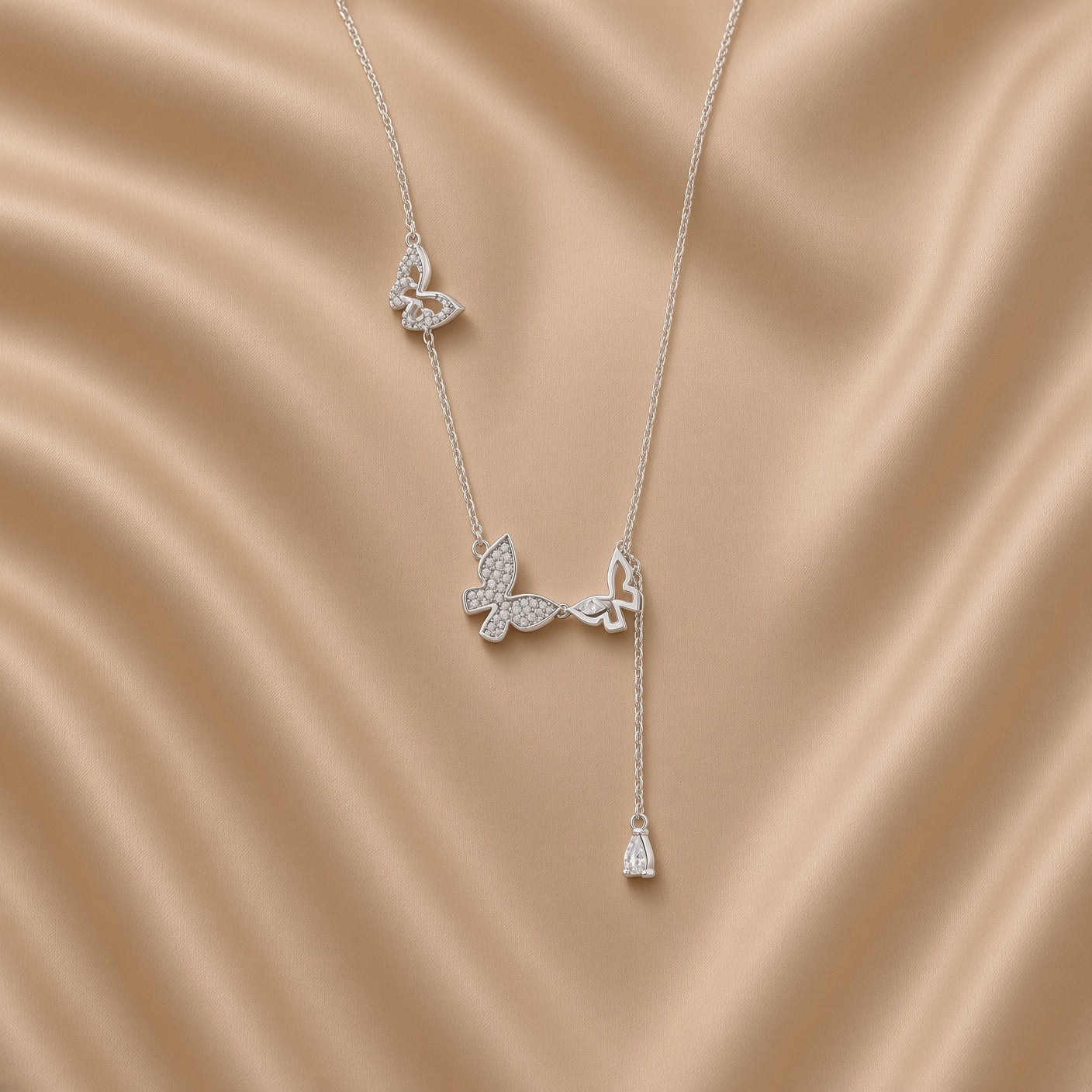 Elegant Multi Butterfly Necklace | S925 Sterling Silver