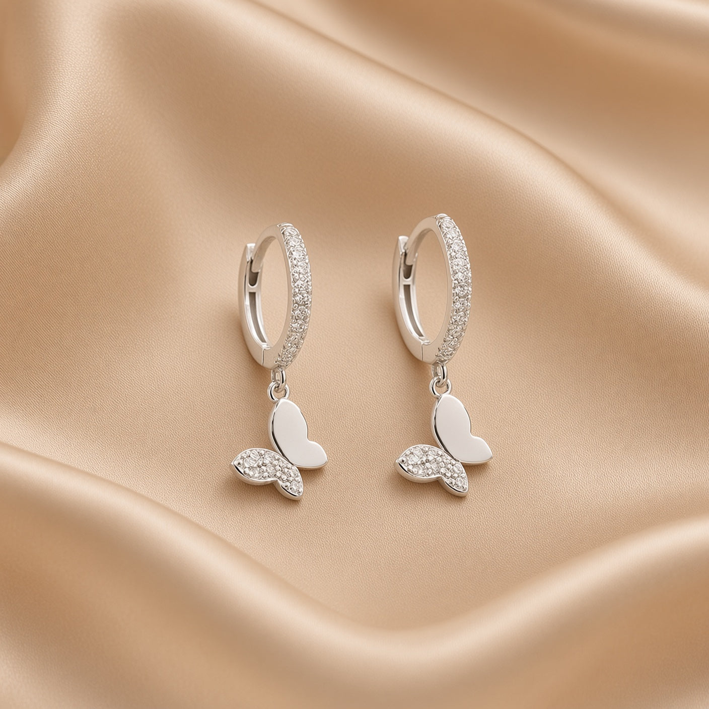 Butterfly Hoop Earrings | S925 Sterling Silver