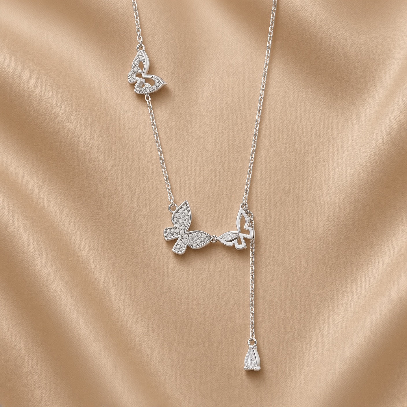 Elegant Multi Butterfly Necklace | S925 Sterling Silver