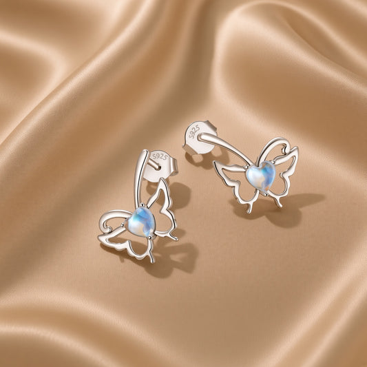 Moonstone Butterfly Studs | S925 Sterling Silver