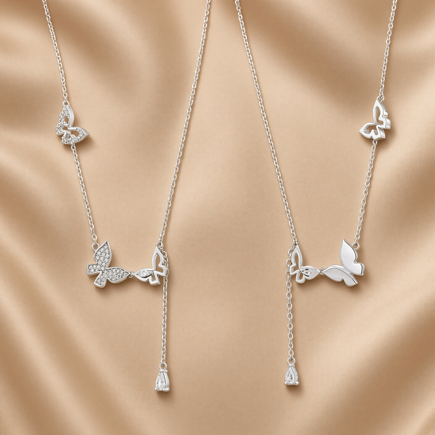 Elegant Multi Butterfly Necklace | S925 Sterling Silver