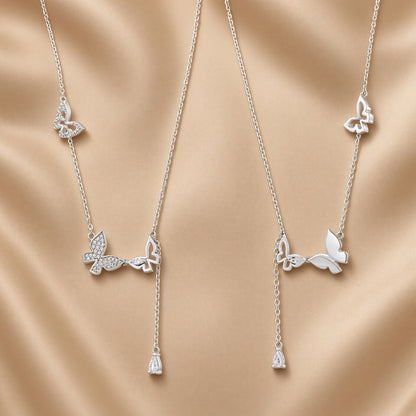 Elegant Multi Butterfly Necklace | S925 Sterling Silver
