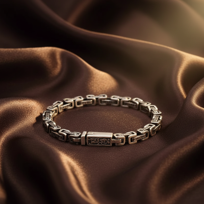 Six Character Mantra Bracelet - Dark Brown Silk