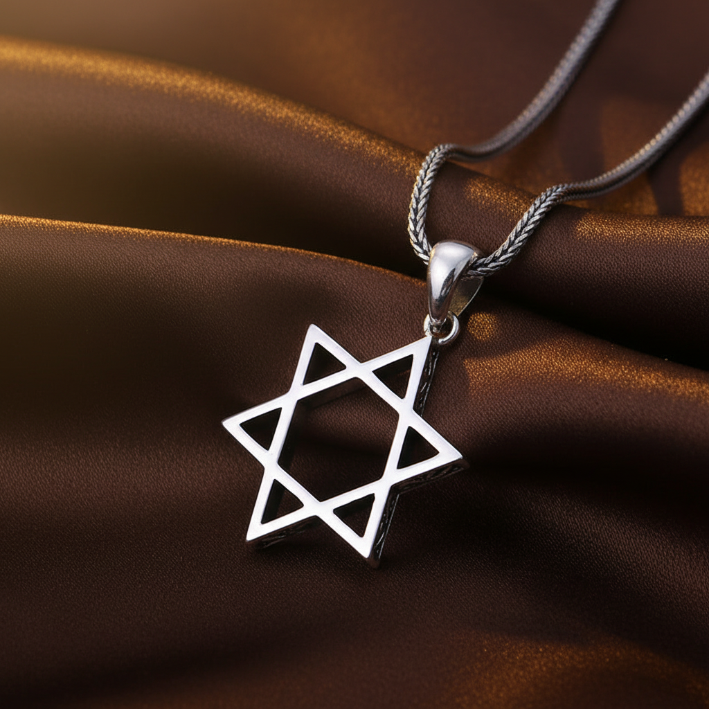 Star of David Necklace - Dark Brown Silk