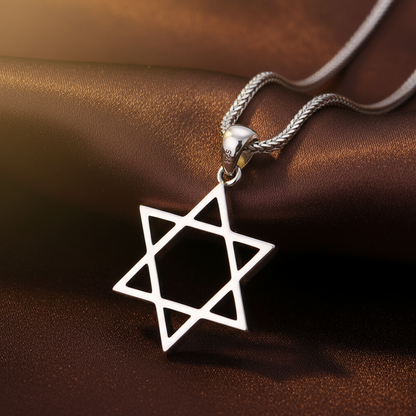 Star of David on Chain - Dark Brown Silk