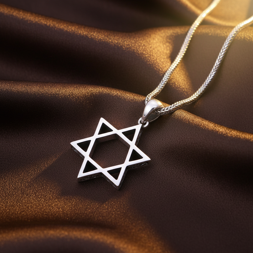 Star of David Pendant - Dark Brown Silk