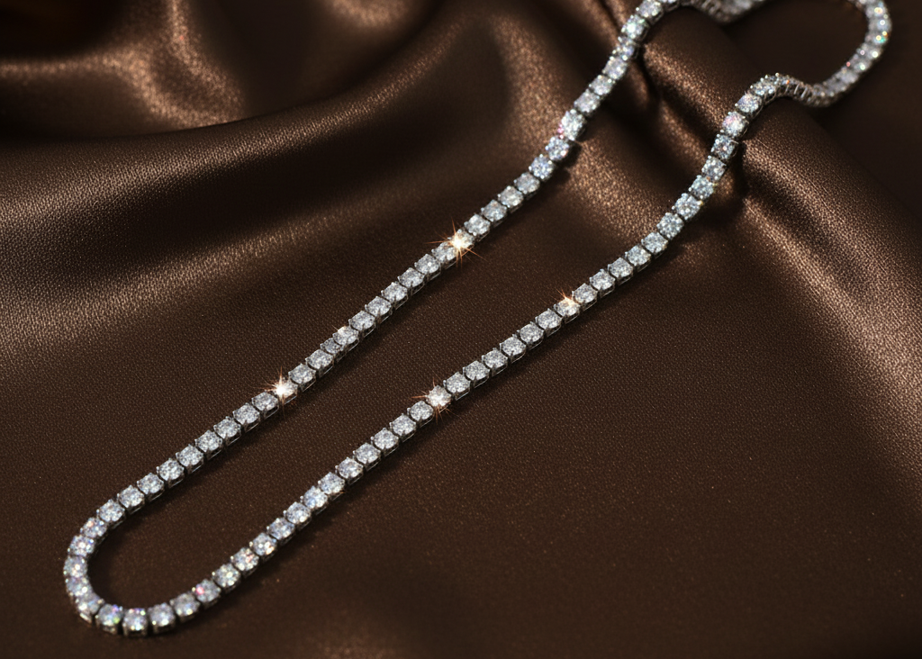 Tennis Chain Necklace - Dark Brown Silk