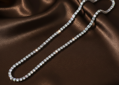 Tennis Chain Necklace - Dark Brown Silk