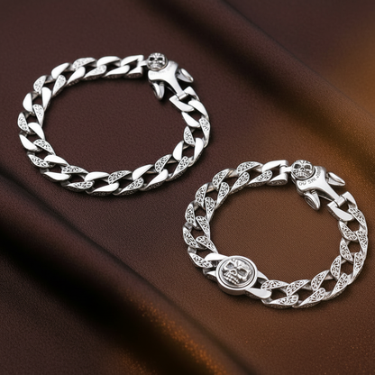 Two Skull Bracelets - Pure Silver