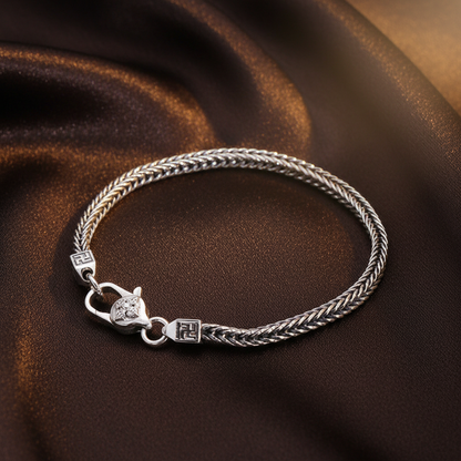 Wheat Chain Bracelet - Dark Brown Silk